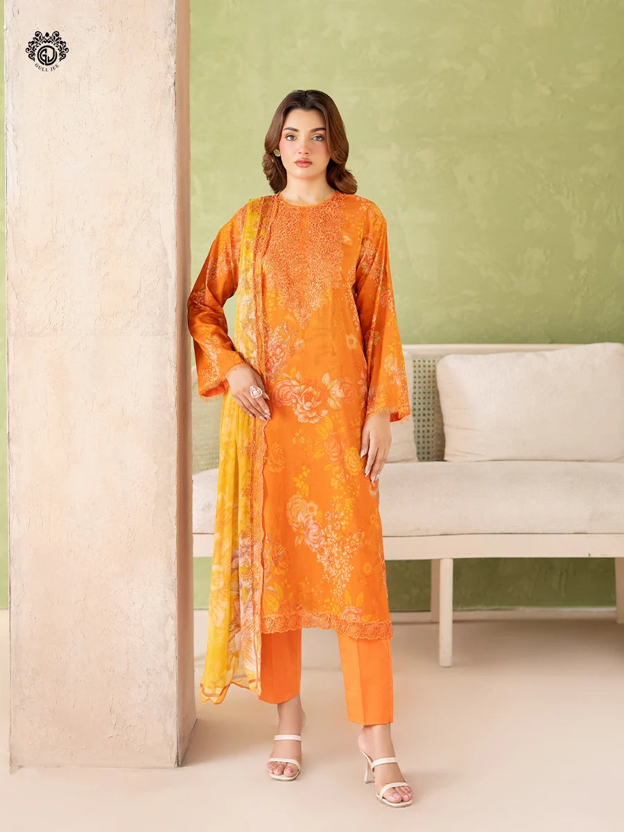 Gulljee Digital Printed Lawn Chicken kari 3 Piece Collection