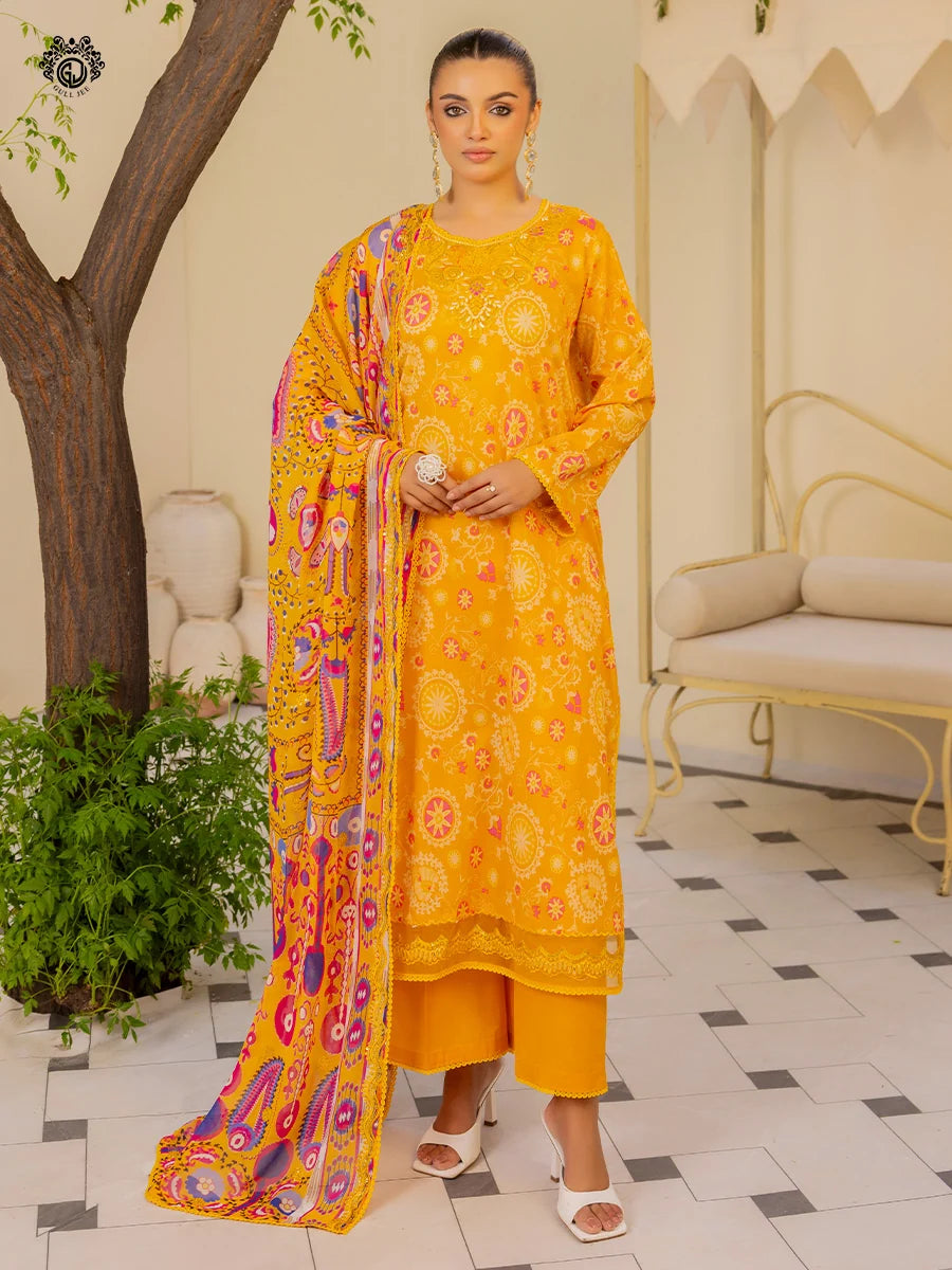 Gulljee Digital Printed Lawn Chicken kari 3 Piece Collection