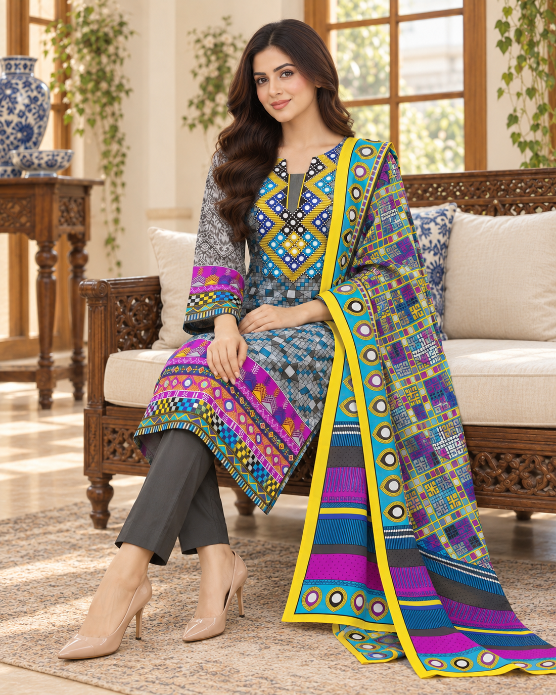 New Ready Made Digital Printed Suit From The Brand Bin Saeed