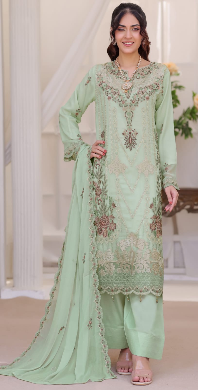 Bin Hameed IBRA Luxury Embroidered Chiffon Dress