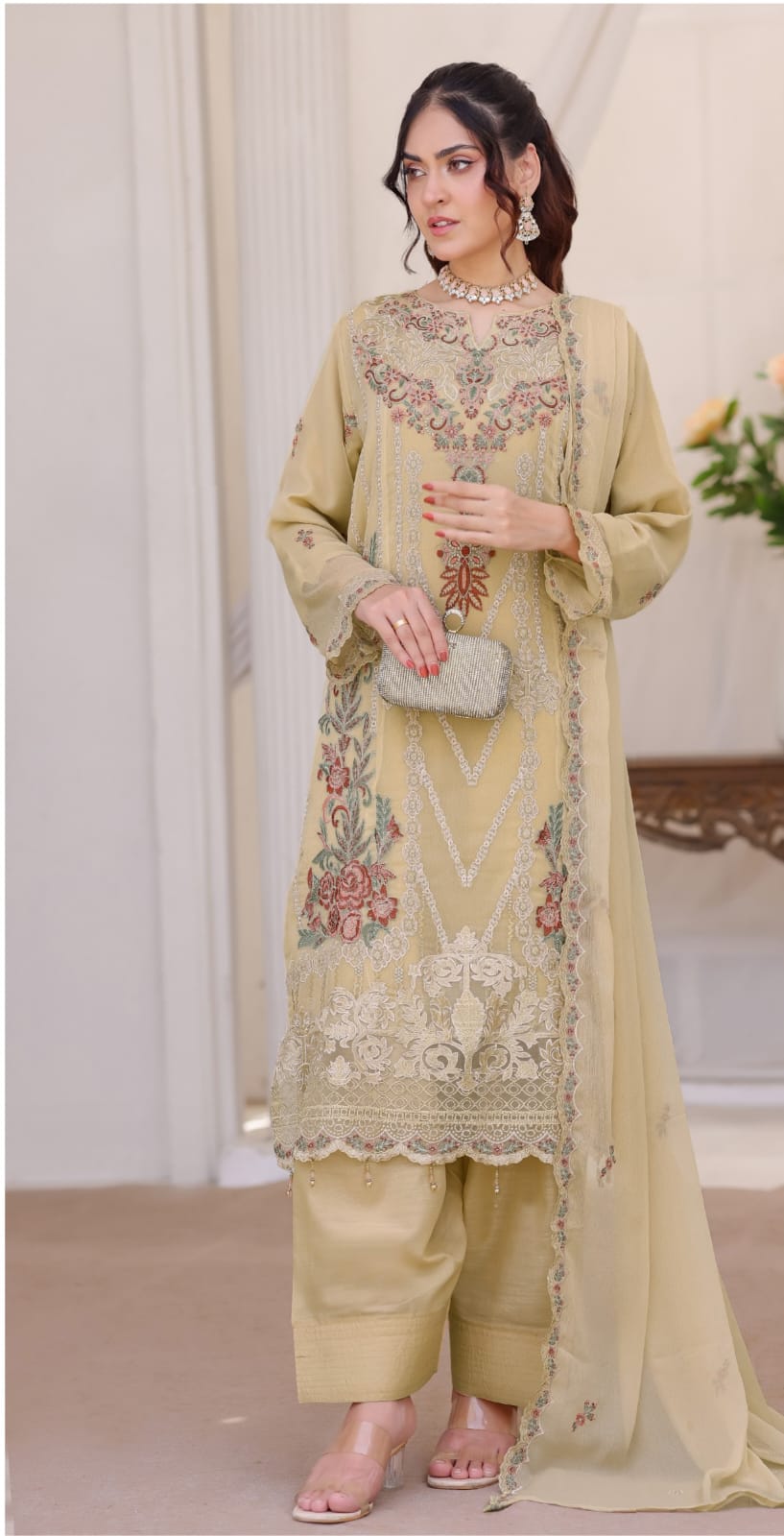 Bin Hameed IBRA Luxury Embroidered Chiffon Dress