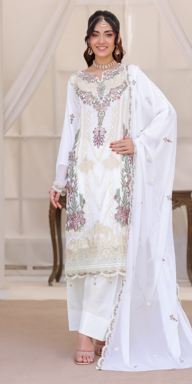 Bin Hameed IBRA Luxury Embroidered Chiffon Dress