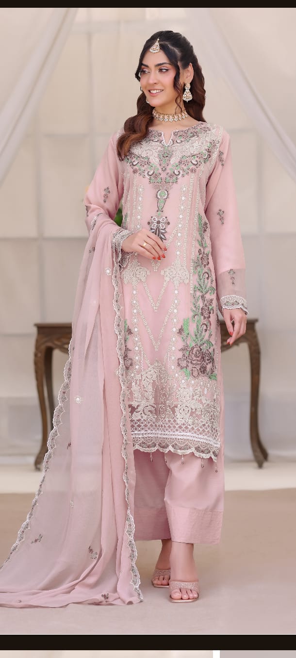 Bin Hameed IBRA Luxury Embroidered Chiffon Dress