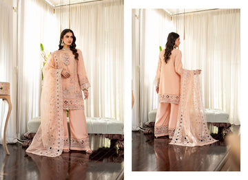 Ready to Wear 3 Piece Formal Embroidered Luxury Organza Suit