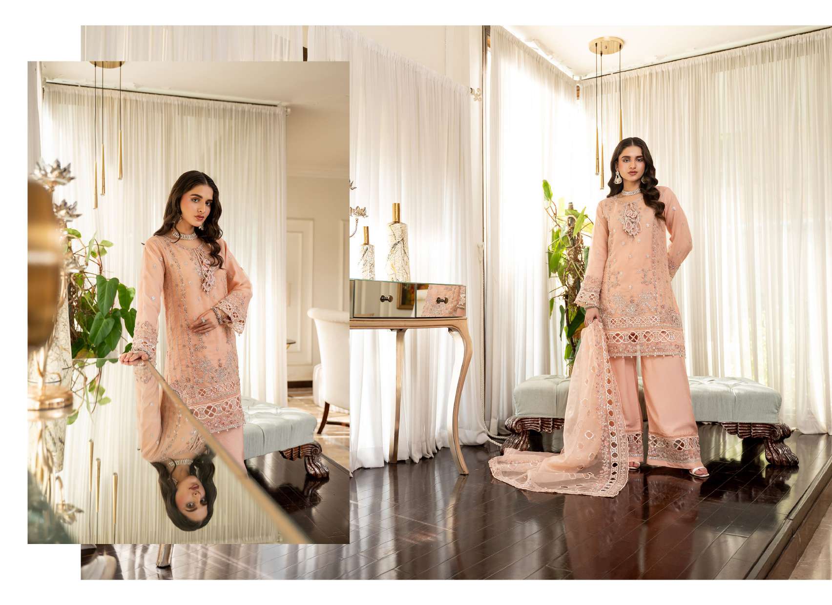 Ready to Wear 3 Piece Formal Embroidered Luxury Organza Suit