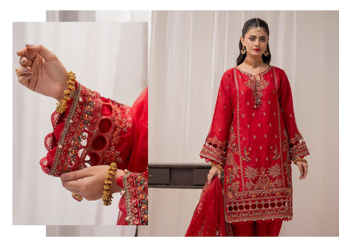 Ready to Wear 3 Piece Formal Embroidered Luxury Organza Suit