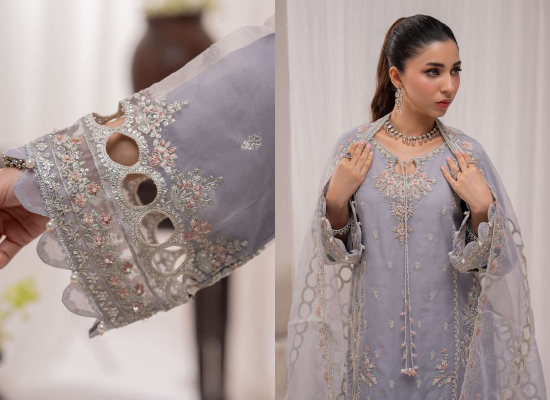 Ready to Wear 3 Piece Formal Embroidered Luxury Organza Suit