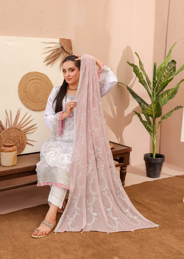 LA BELLA BY BIN KHALEED White Contrast – Embroidered 3-Piece Collection