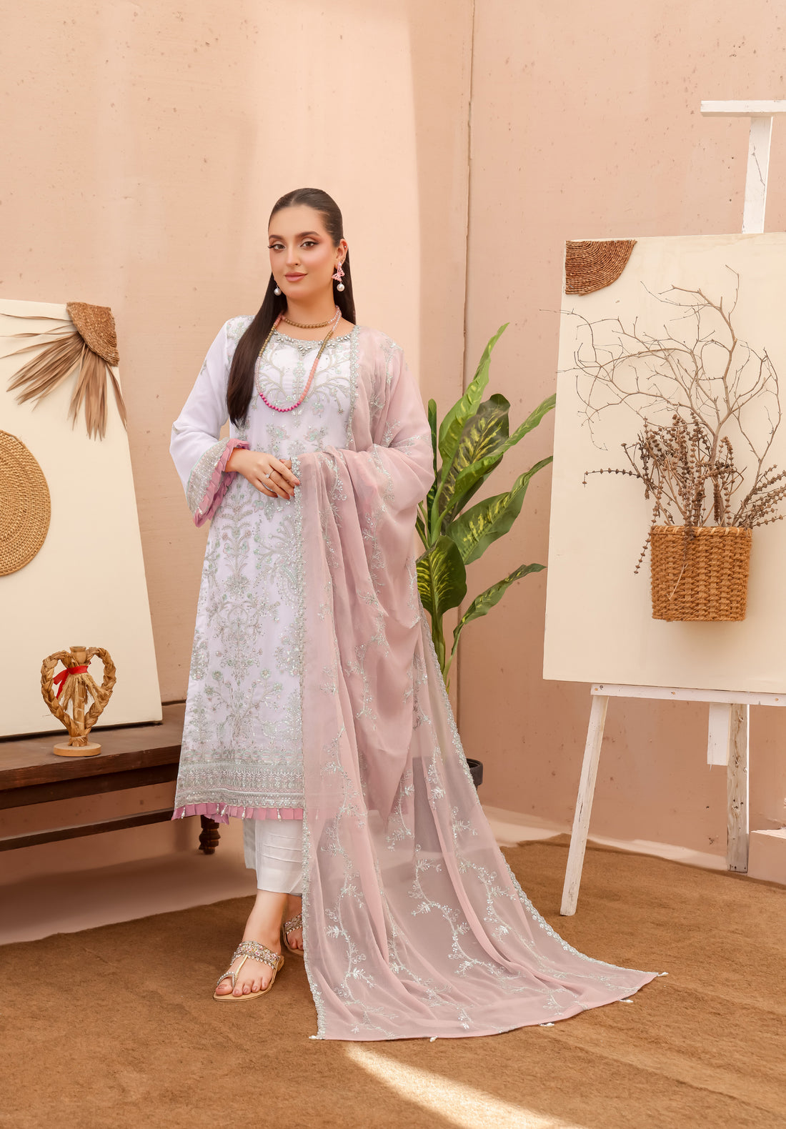 LA BELLA BY BIN KHALEED White Contrast – Embroidered 3-Piece Collection