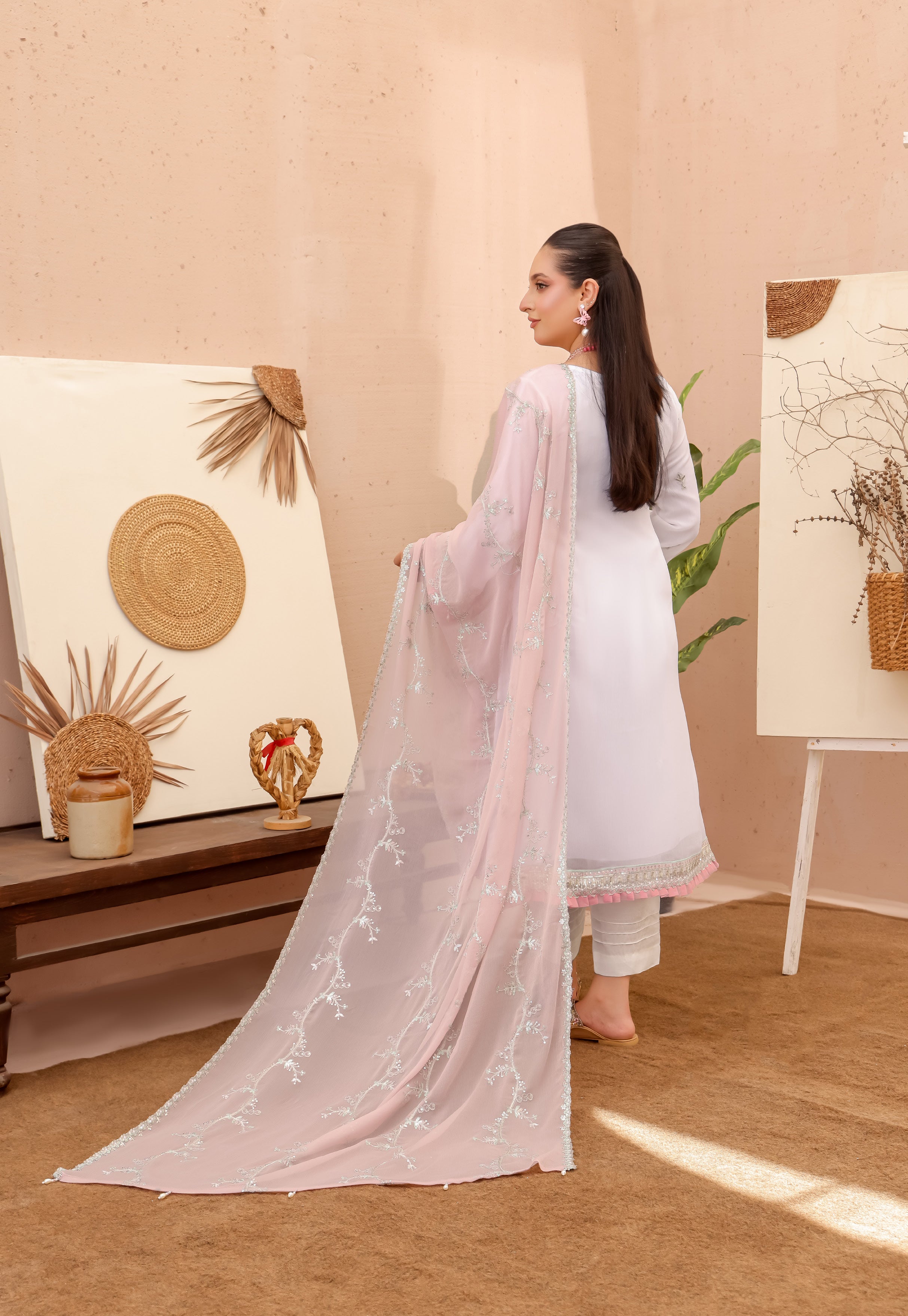 LA BELLA BY BIN KHALEED White Contrast – Embroidered 3-Piece Collection