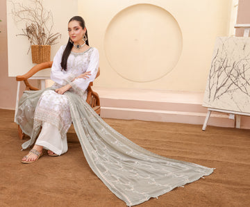 LA BELLA BY BIN KHALEED White Contrast – Embroidered 3-Piece Collection