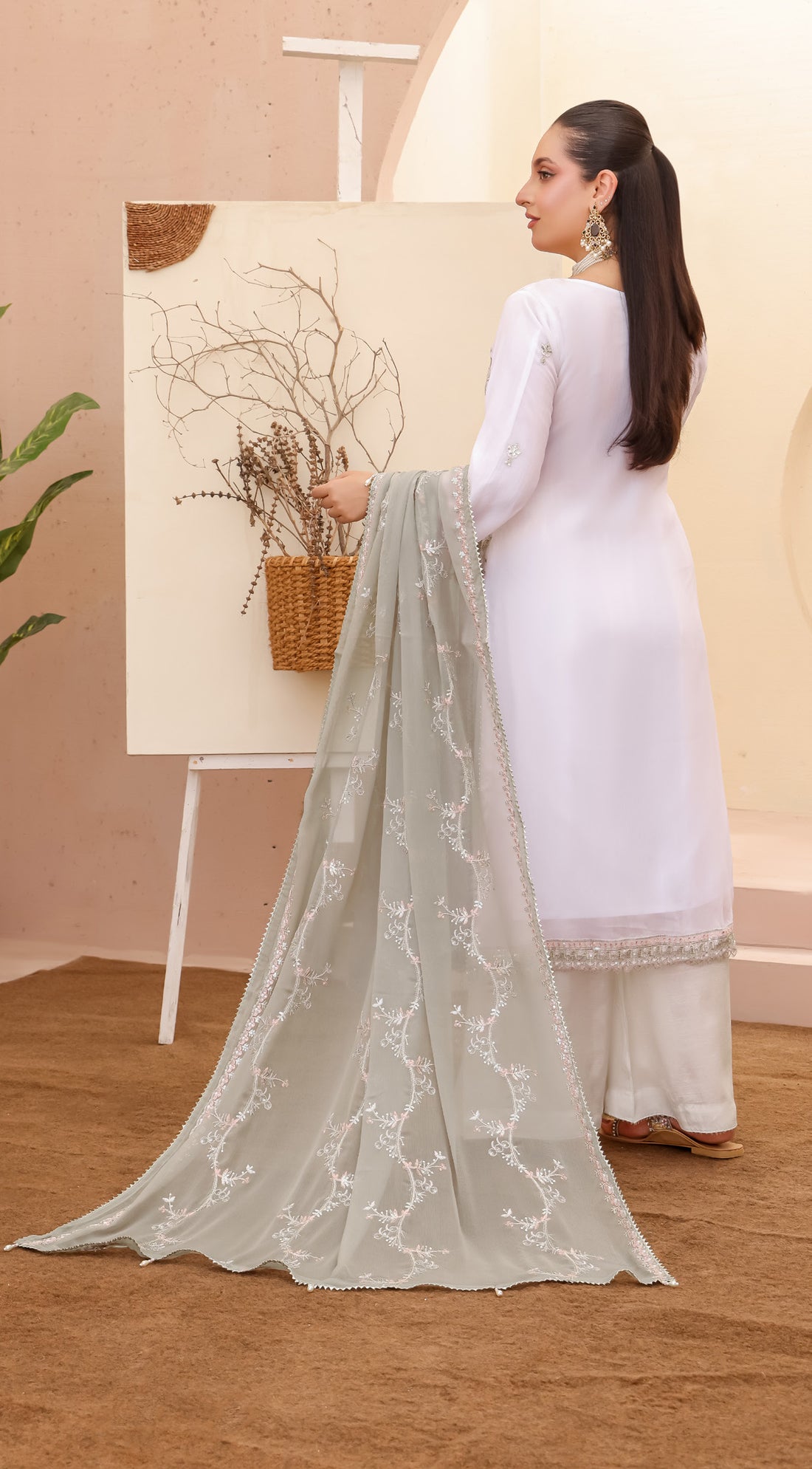 LA BELLA BY BIN KHALEED White Contrast – Embroidered 3-Piece Collection