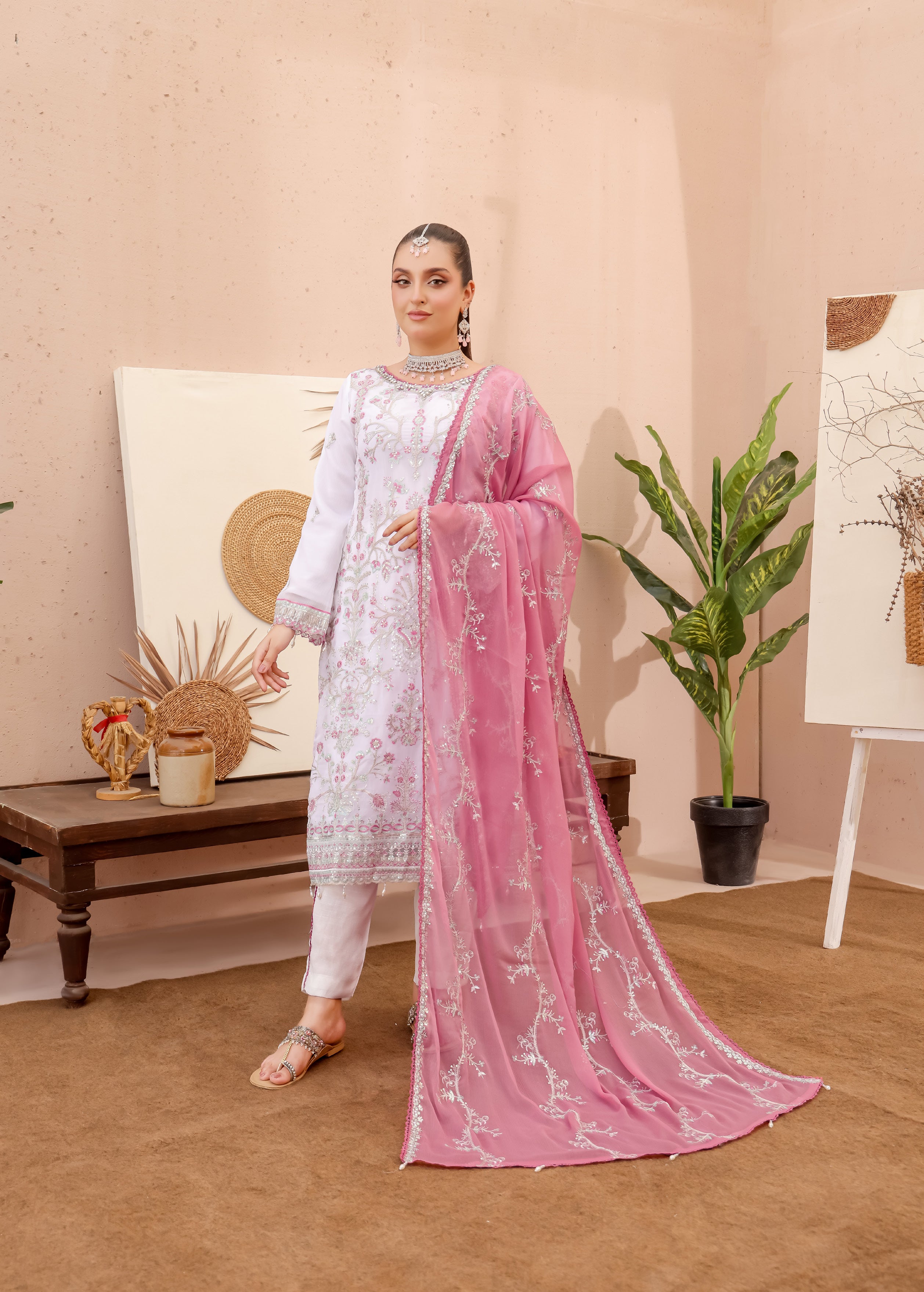 LA BELLA BY BIN KHALEED White Contrast – Embroidered 3-Piece Collection