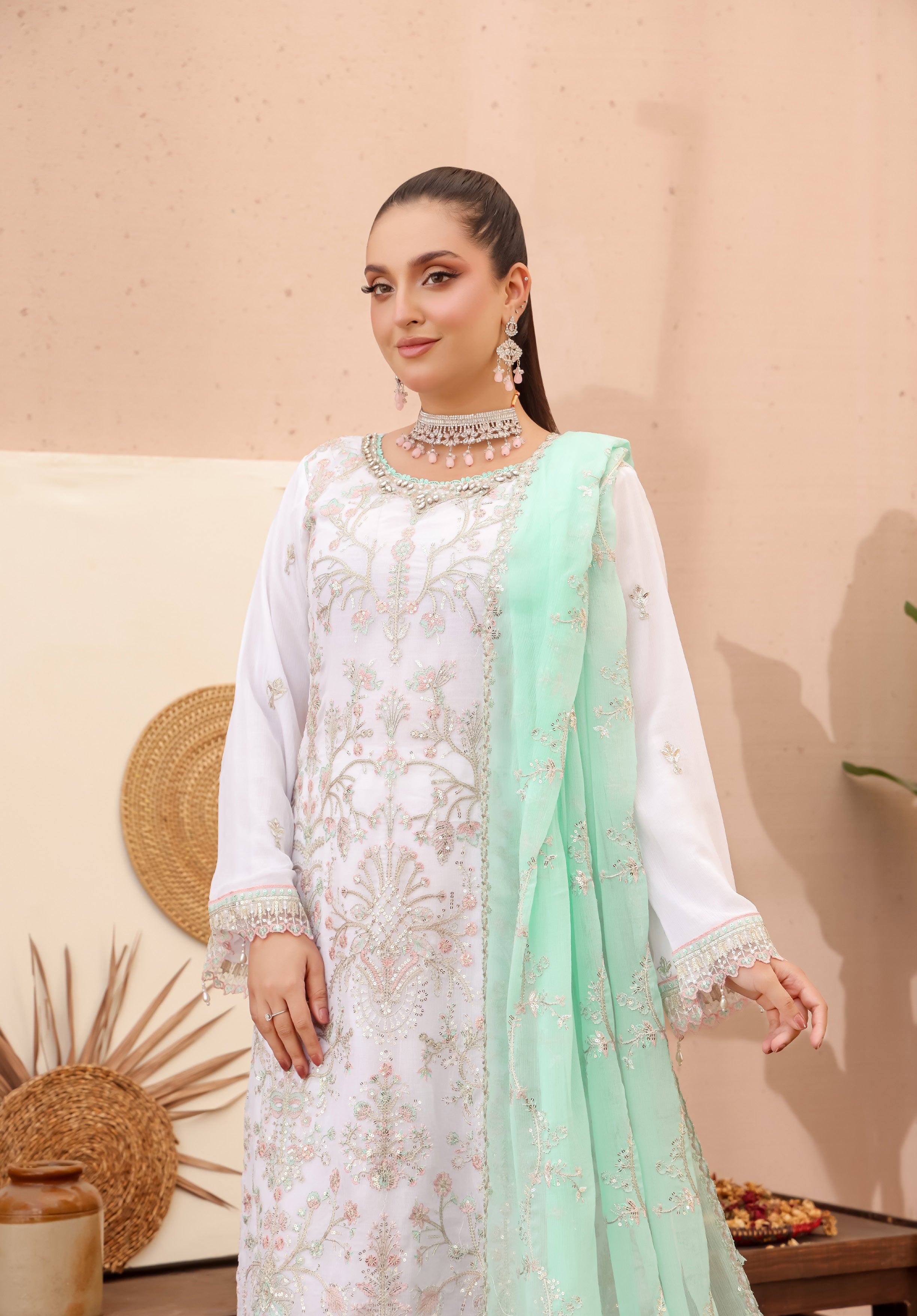 LA BELLA BY BIN KHALEED White Contrast – Embroidered 3-Piece Collection