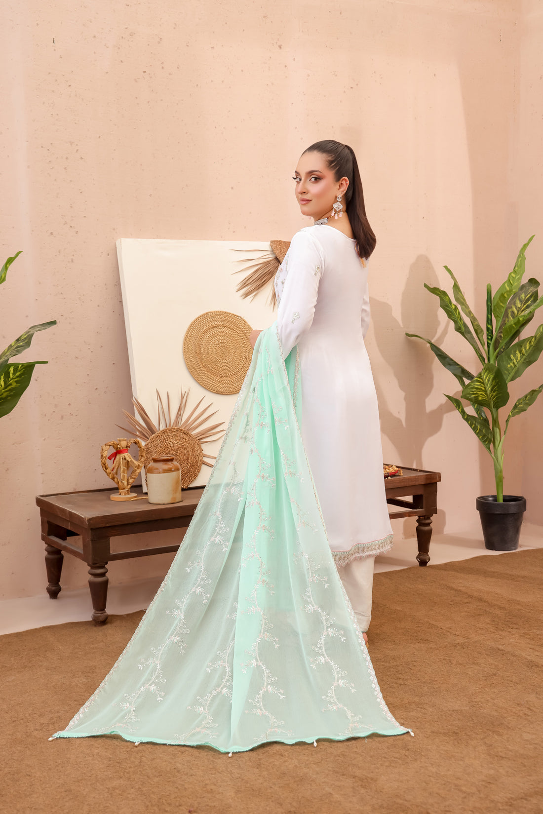 LA BELLA BY BIN KHALEED White Contrast – Embroidered 3-Piece Collection