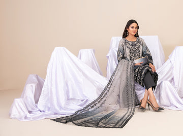 Guzarish Stitched Fancy Emb Organza 3pcs With Clutch