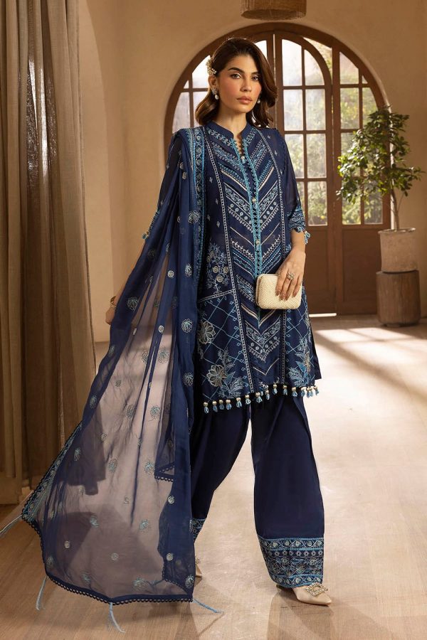3 Piece Unstitched Embroidered Swiss Voile Suit with Embroidered Chiffon Dupatta LSV-52019
